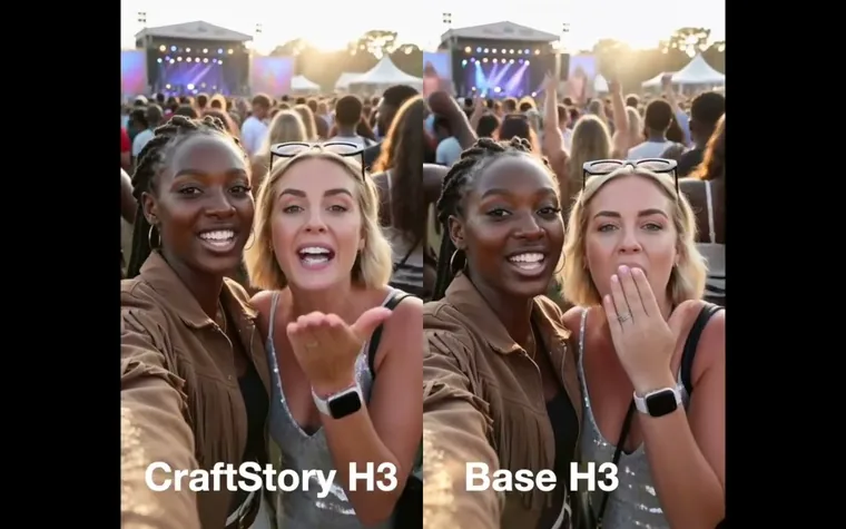 MiniMax H3 in CraftStory — accelerated vs base model
